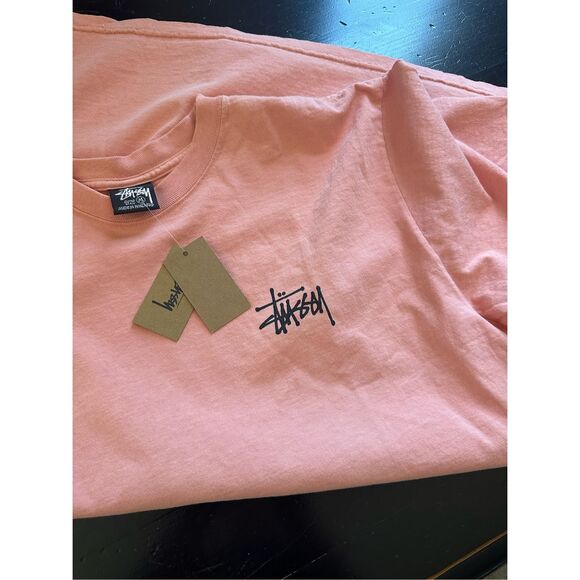 Stussy - Basic Tee Pigment Dyed in Coral - Picture 5 of 6